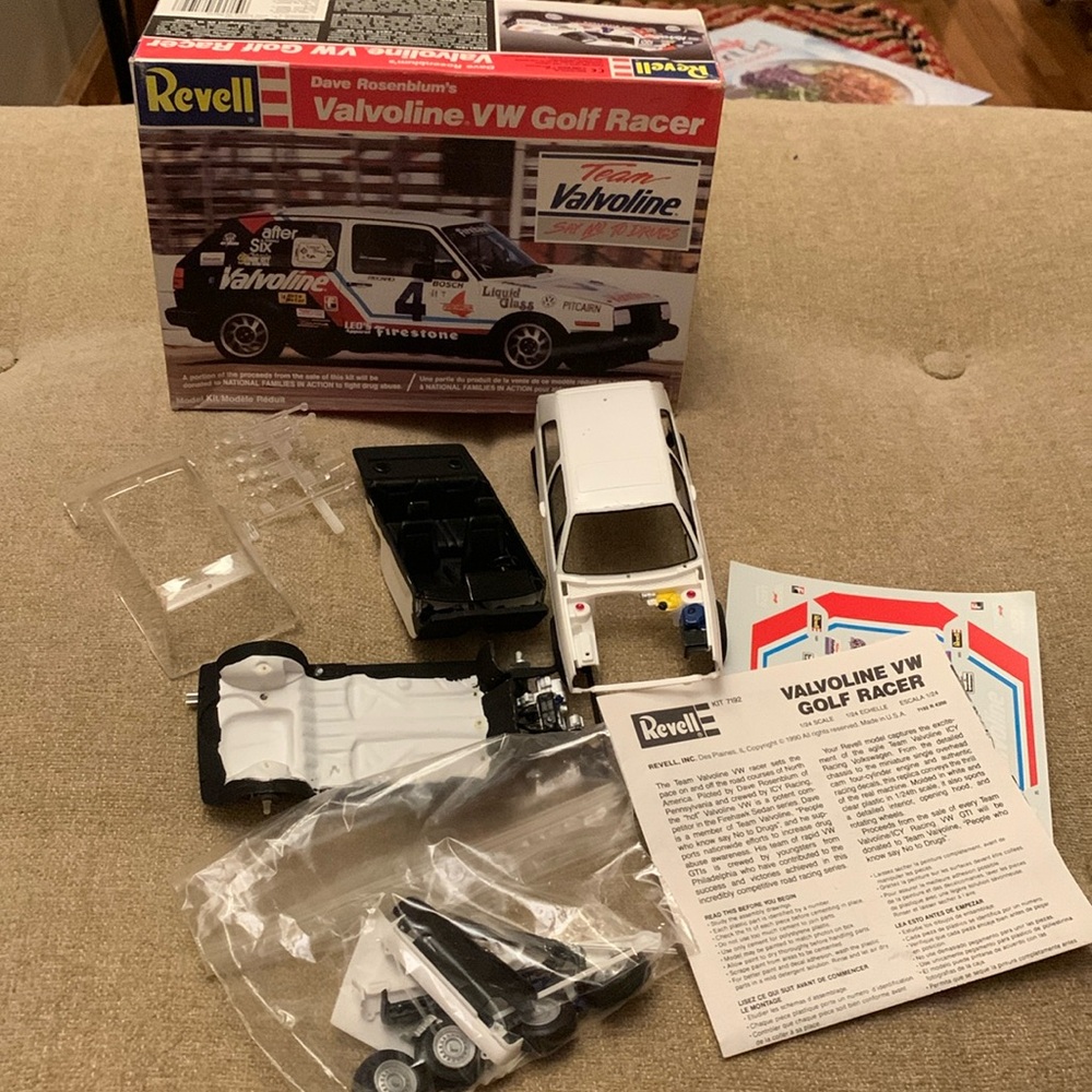 REVELL # 7192 1/25TH SCALE VALVOLINE VW GOLF RACER MODEL KIT Started